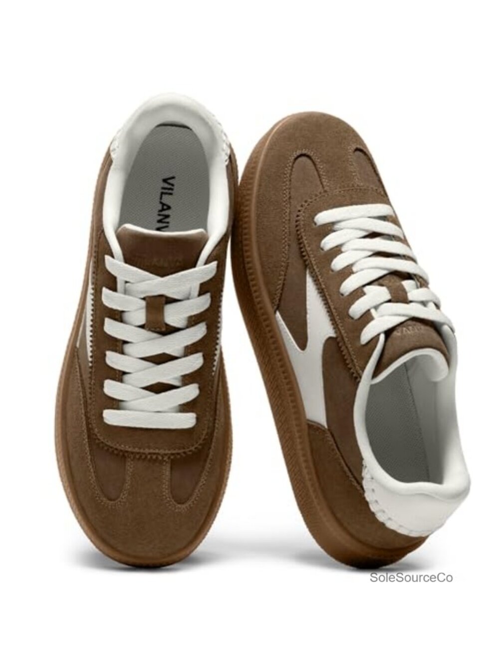 Womens Fashion Sneakers Genuine Suede Retro Gum Sole Lace-Up Casual Shoes